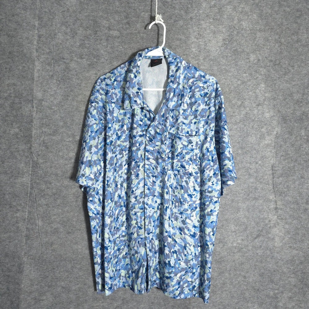 Jordan Mesh Button Down Shirt Mens XXL Blue Camo Short Sleeve Jumpman Sportswear